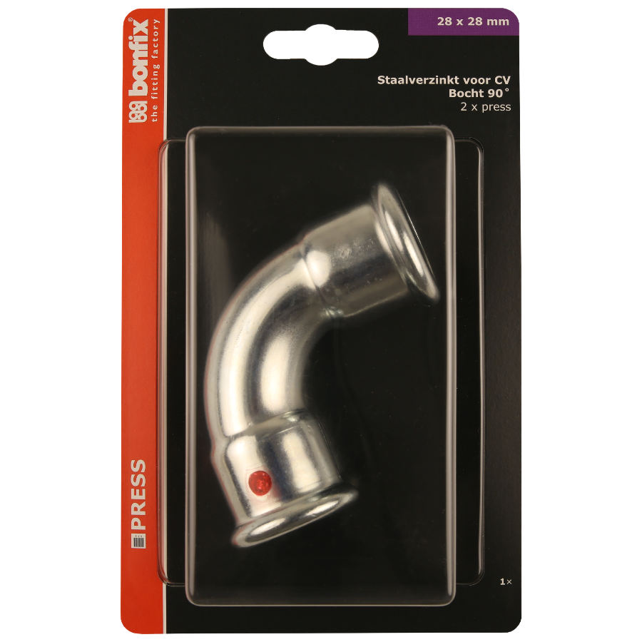 BONFIX Blister M-press C-staal bocht 90° 28 x 28 mm