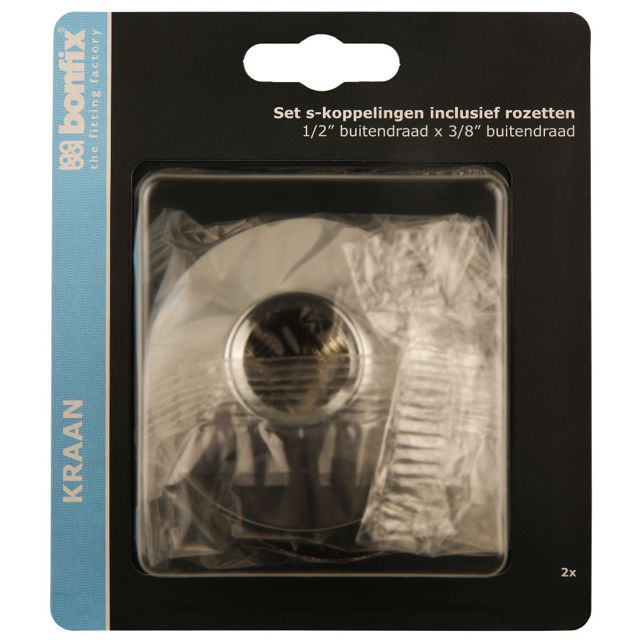 BONFIX Blister S-kopp 1/2"x 3/8" + rozet + ring 2st.
