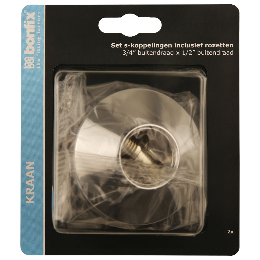 BONFIX Blister S-koppeling 3/4"x 1/2" + rozet + ring 2st.