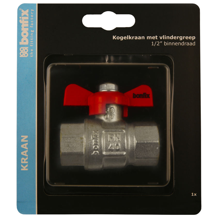BONFIX Blister kogelkraan met vlindergreep 1/2" bi 1st.