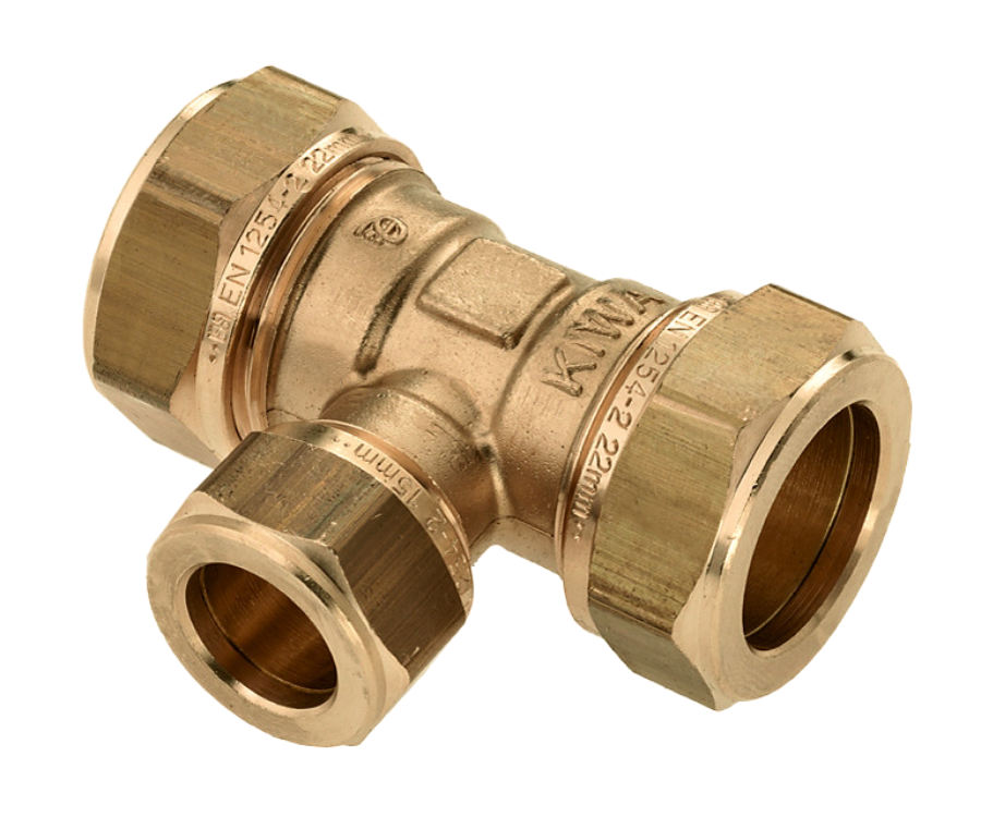 BONFIX knel messing verloop T-stuk 22 x 15 x 22 mm 1st