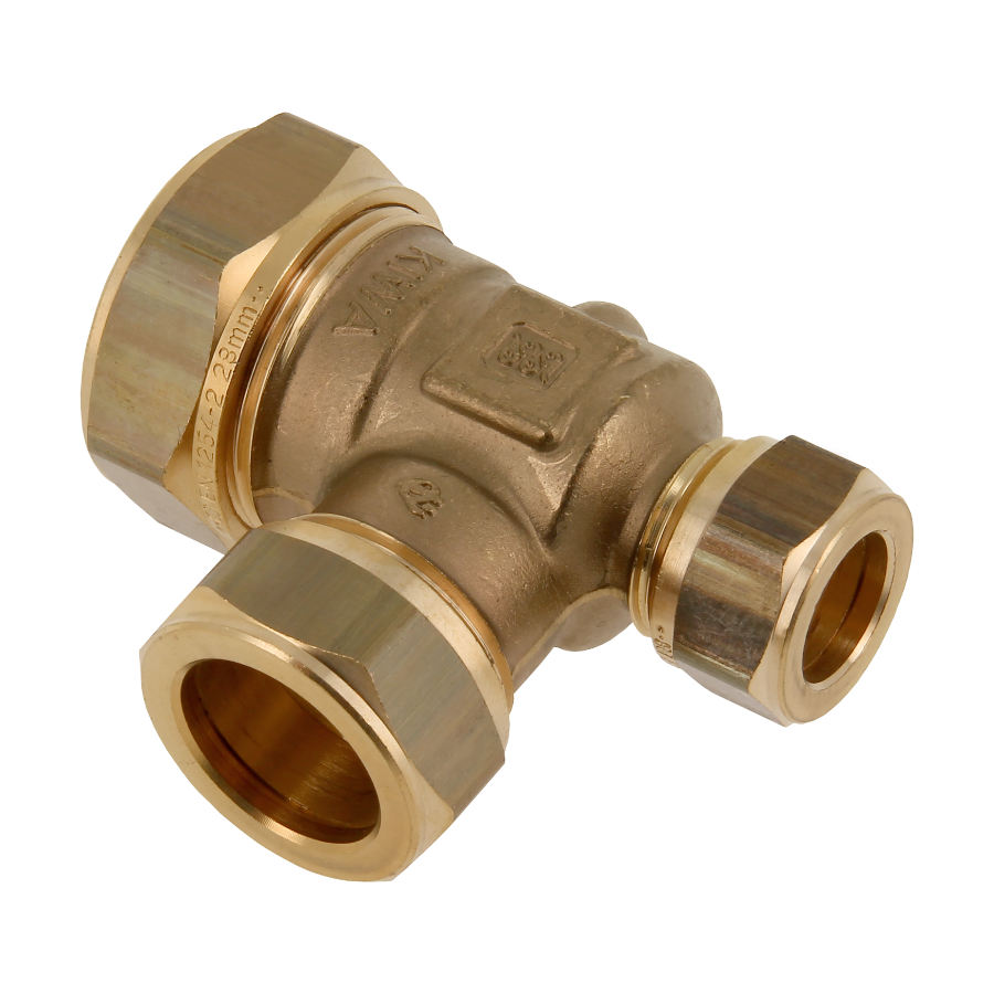 BONFIX knel messing verloop T-stuk 28 x 22 x 15 mm 1st