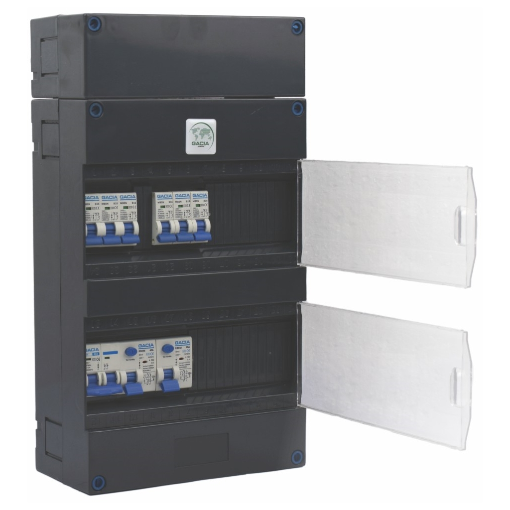 Gacia Europe 1F Groepenkast 6X B16A + 2X Als 2P 40A 30Ma + Hfds 2P