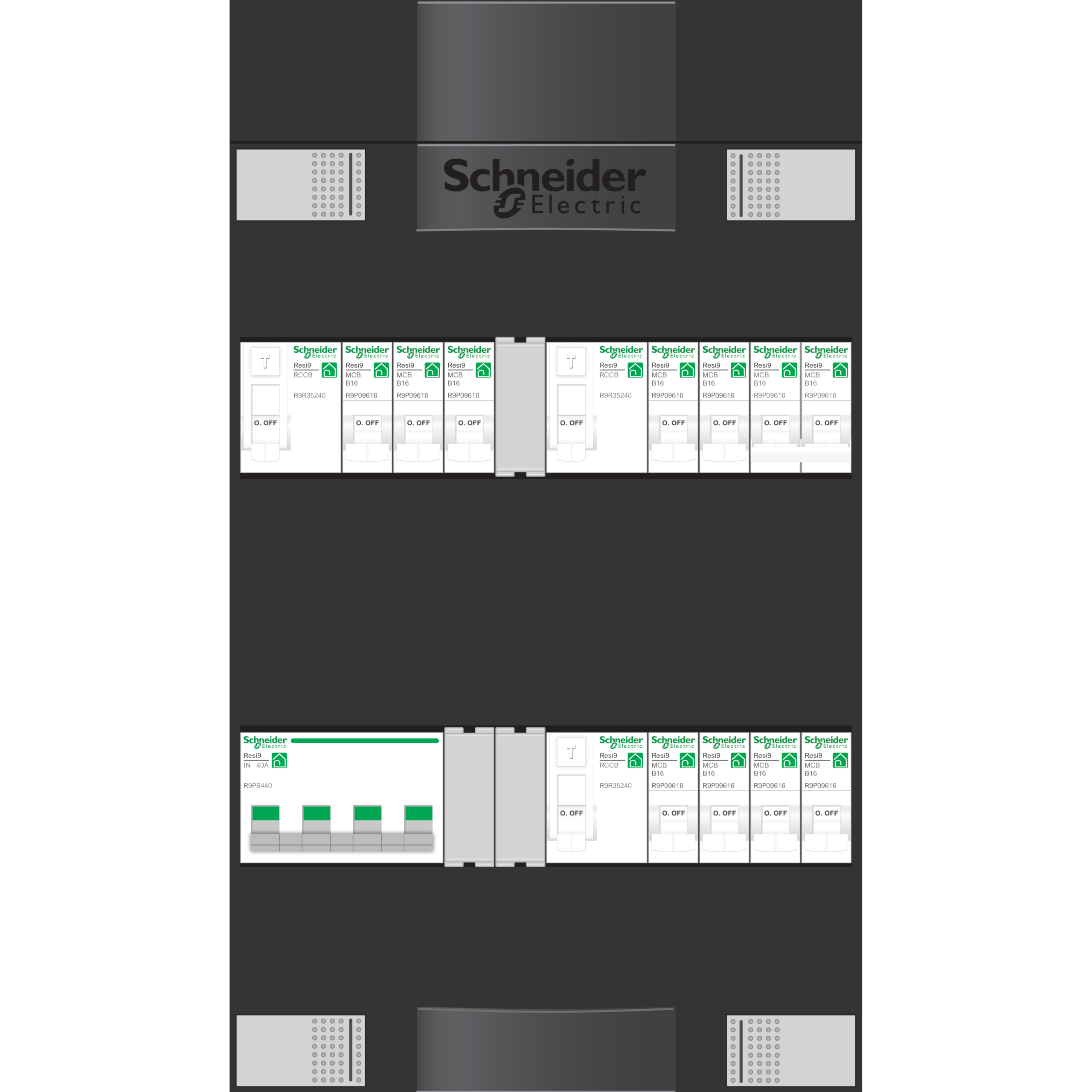 Schneider Electric Groepenkast 9Gr 3F 2Rij 3Als Fornuisgroep