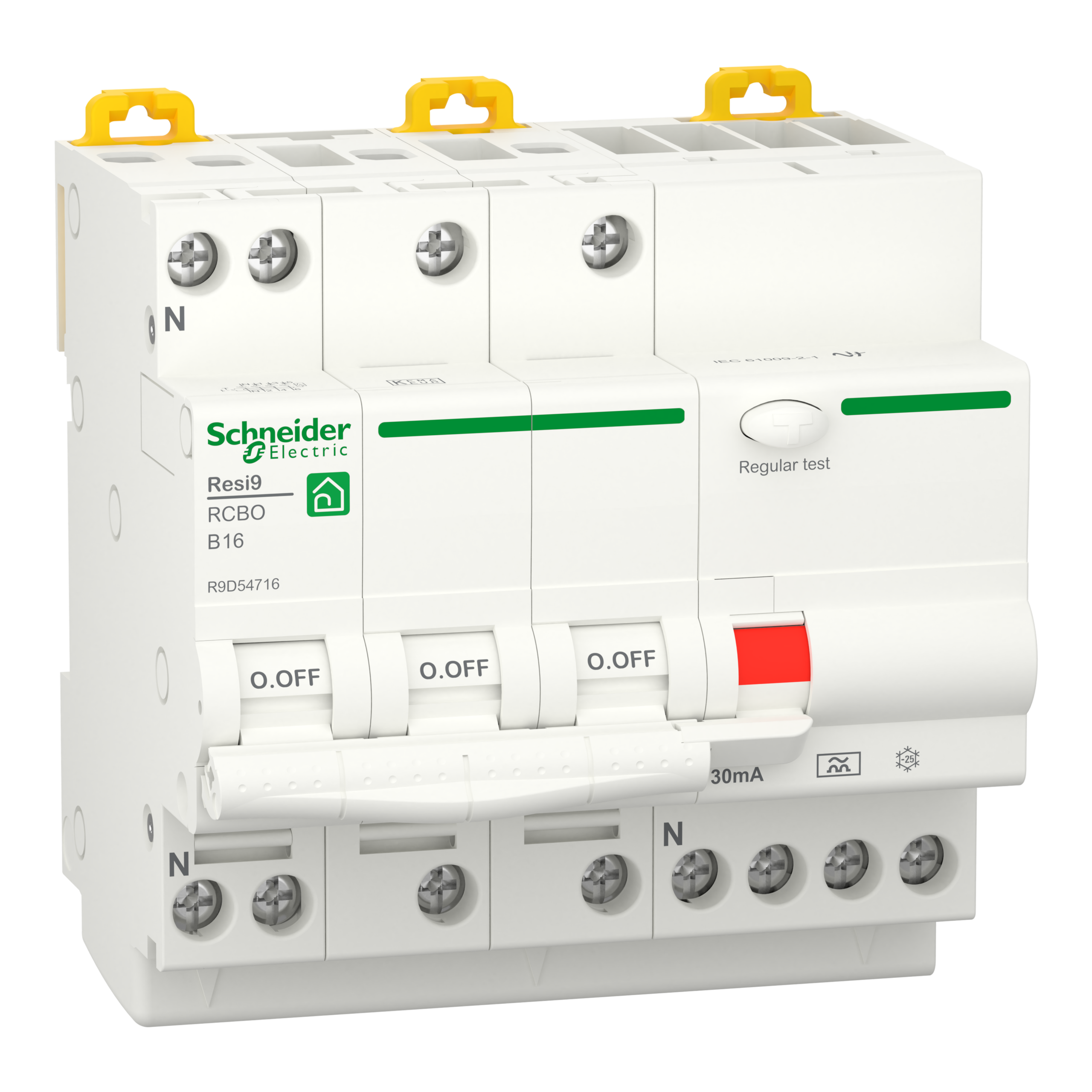Schneider Electric Aardlekautomaat B16A 3P+N 6Ka 30Ma - Resi9