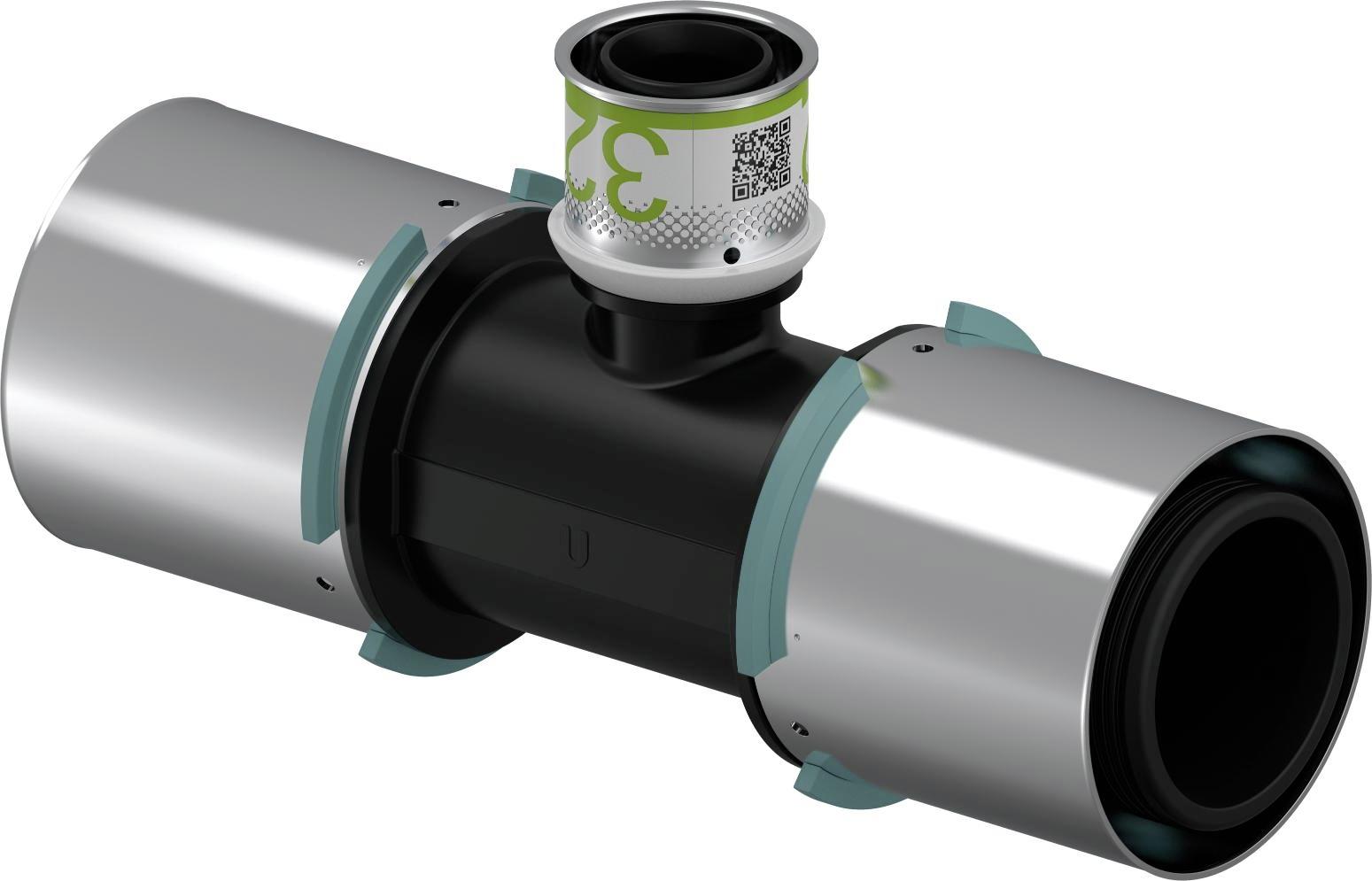 Uponor S-Press Composiet T-Stuk Verlopend 63X32X63Mm Ppsu - Afbeelding 2