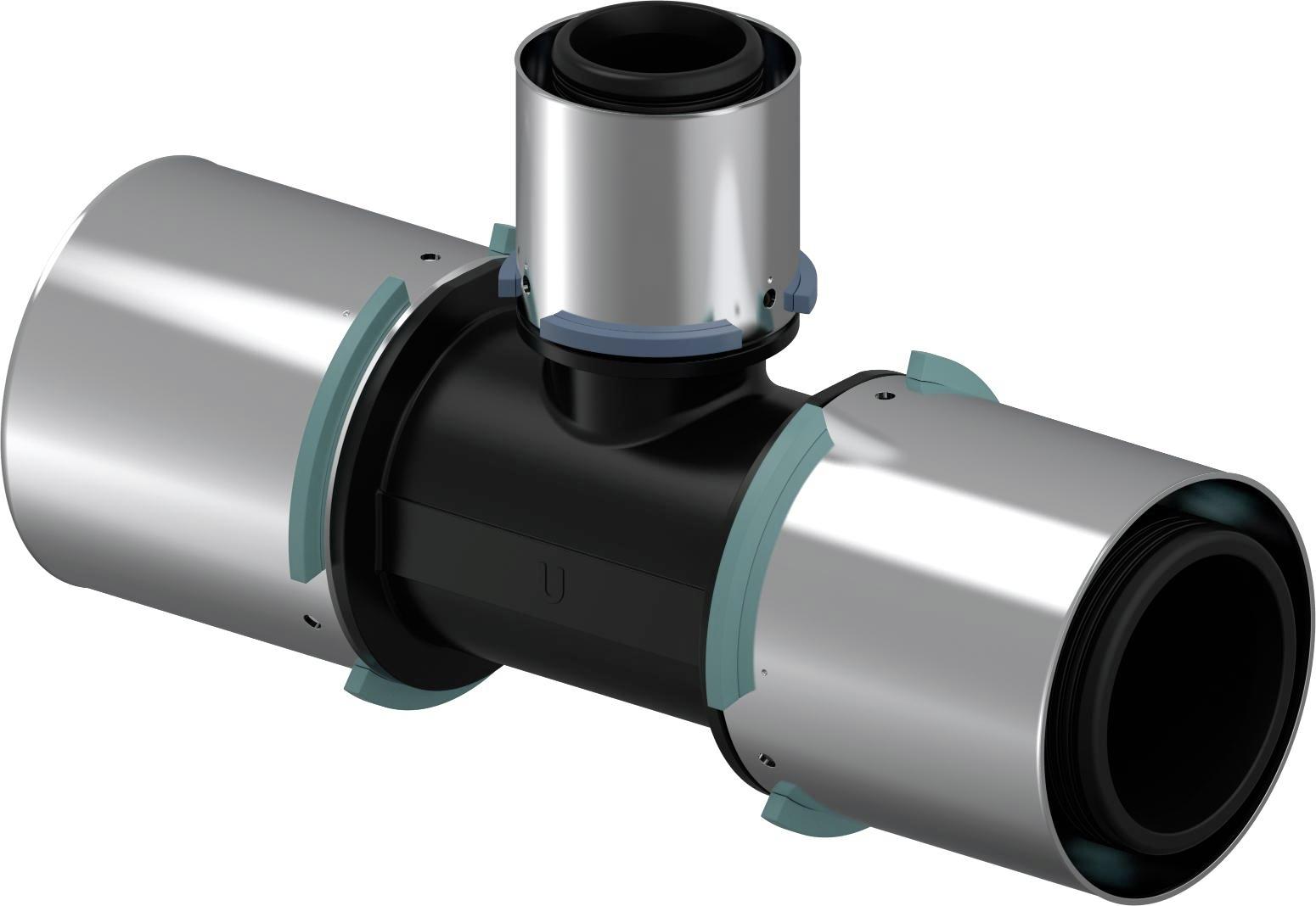 Uponor S-Press Composiet T-Stuk Verlopend 63X40X63Mm Ppsu