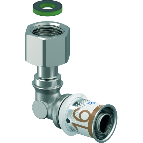 Uponor S-Press Plus Kniekoppeling Met Wartel 16-G3/8 Bi - Afbeelding 2