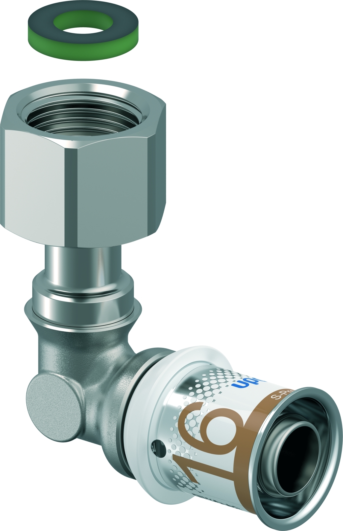 Uponor S-Press Plus Kniekoppeling Met Wartel 16-G3/8 Bi