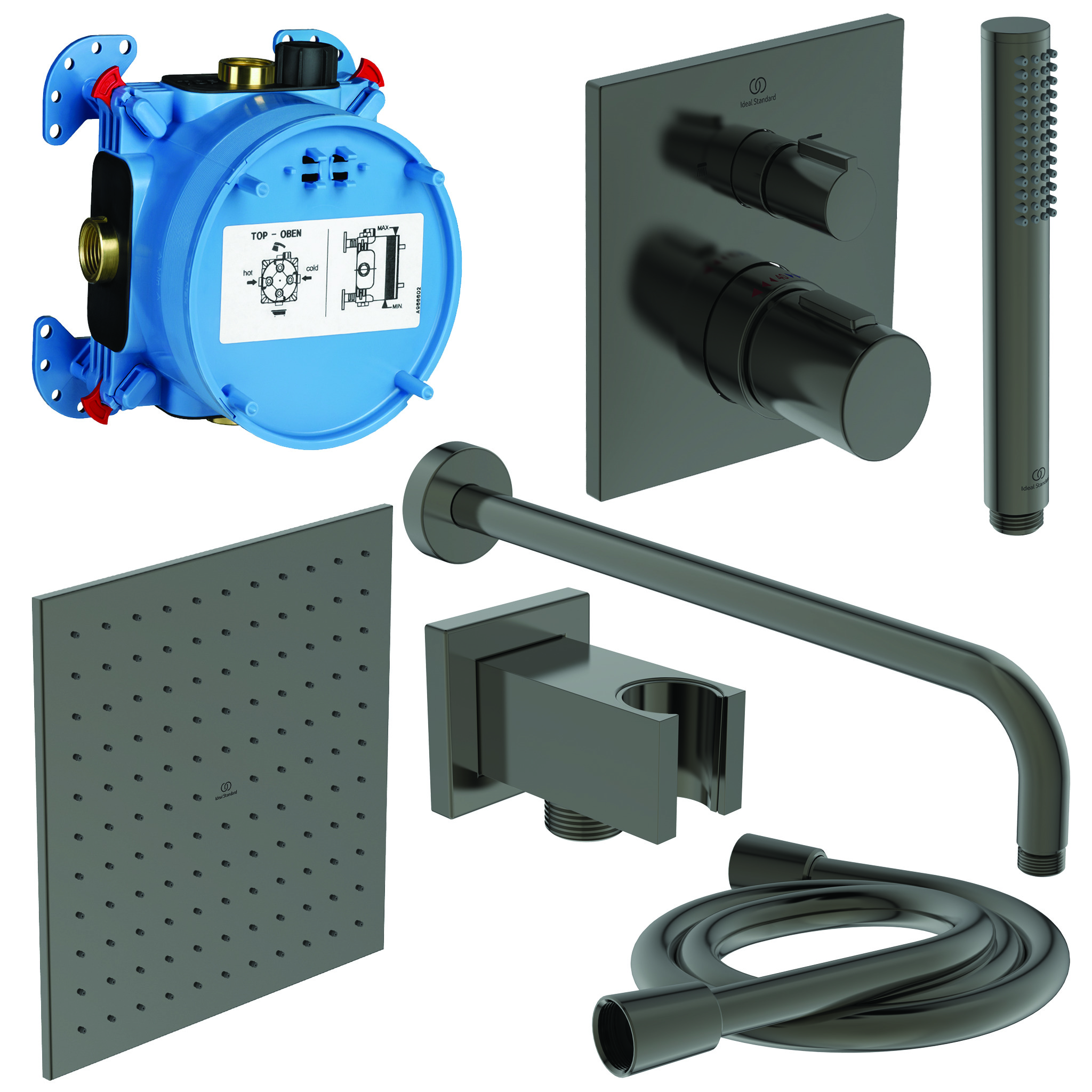 Ideal Standard Ide Idealrain / Ceratherm C100Showerpower Pack Vierkant