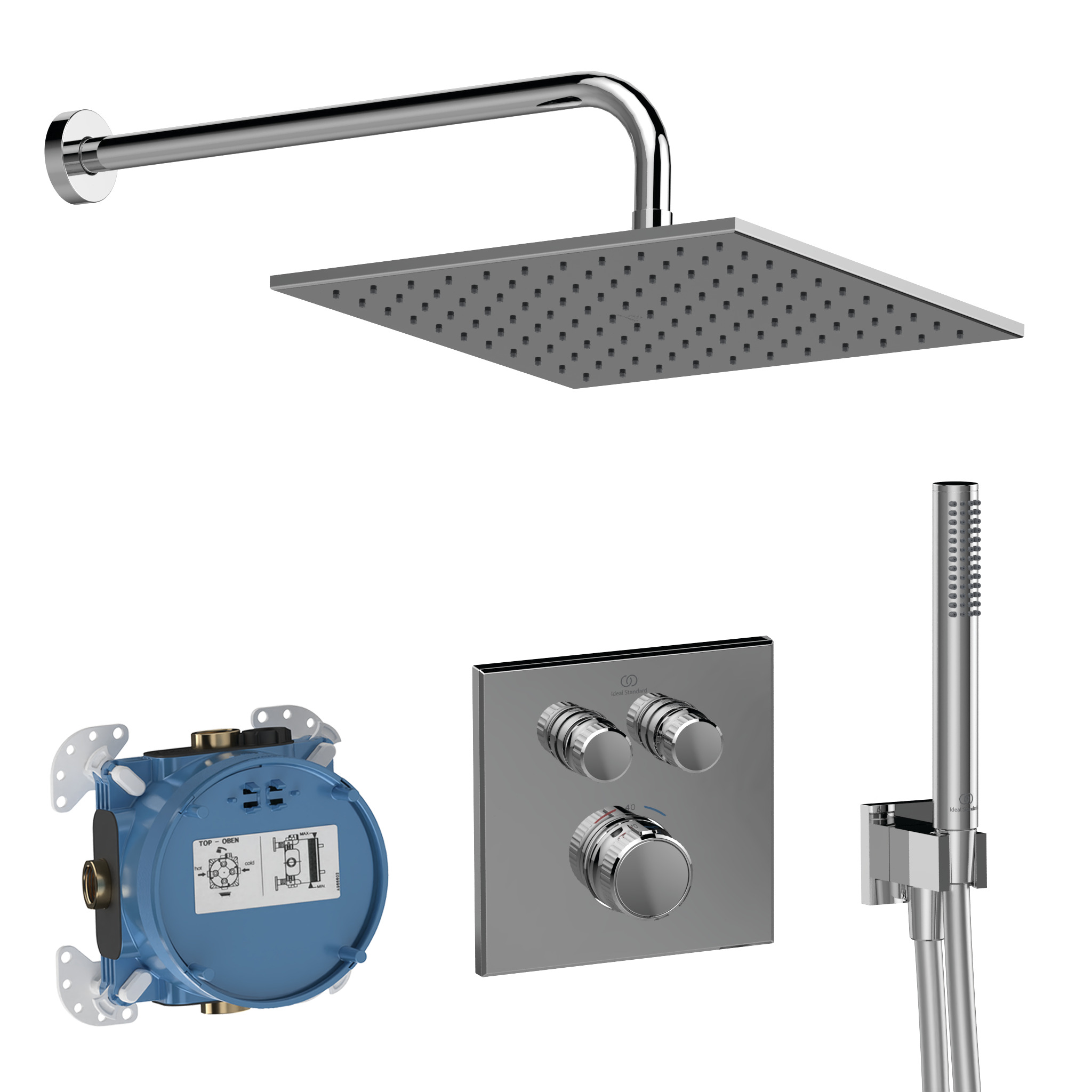 Ideal Standard Ide Ceratherm Navigo Sqr Shr Pack/Bin Stick Chr