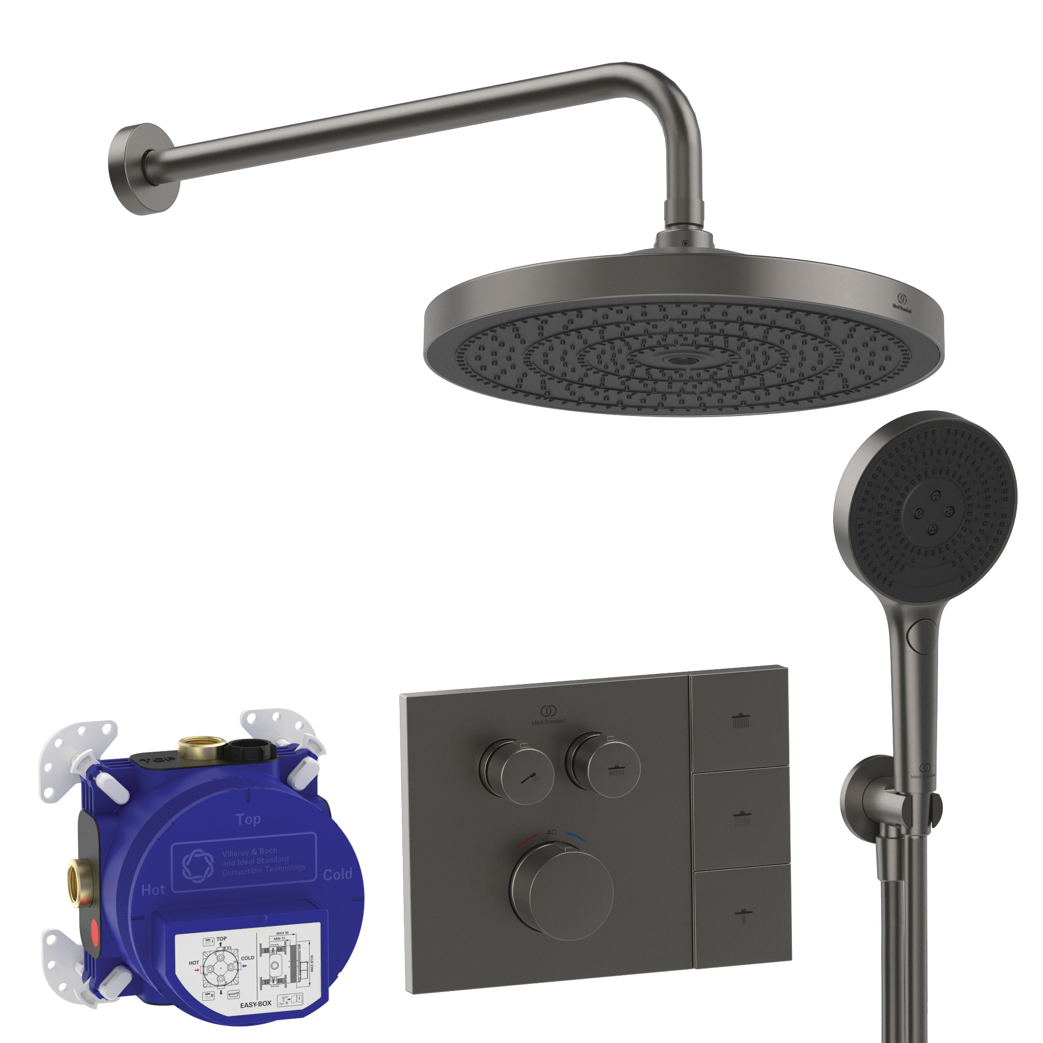 Ideal Standard Ide Ceratherm Navigo Solos Inbouw Douche Pack  Magn.grijs