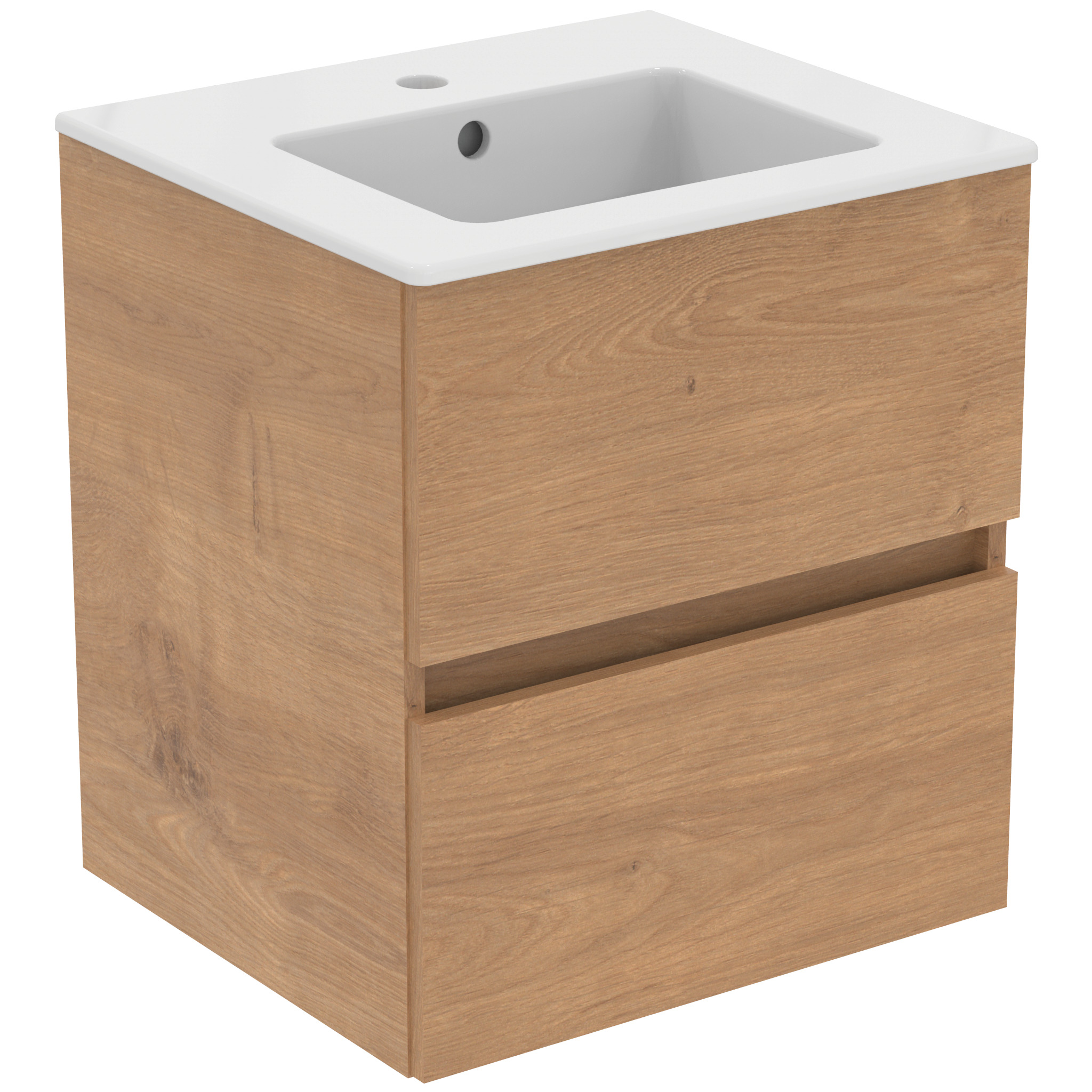 Ideal Standard Ide Meubelpack Wastafel + Onderkast 50 Cm 2 Laden Na Oak