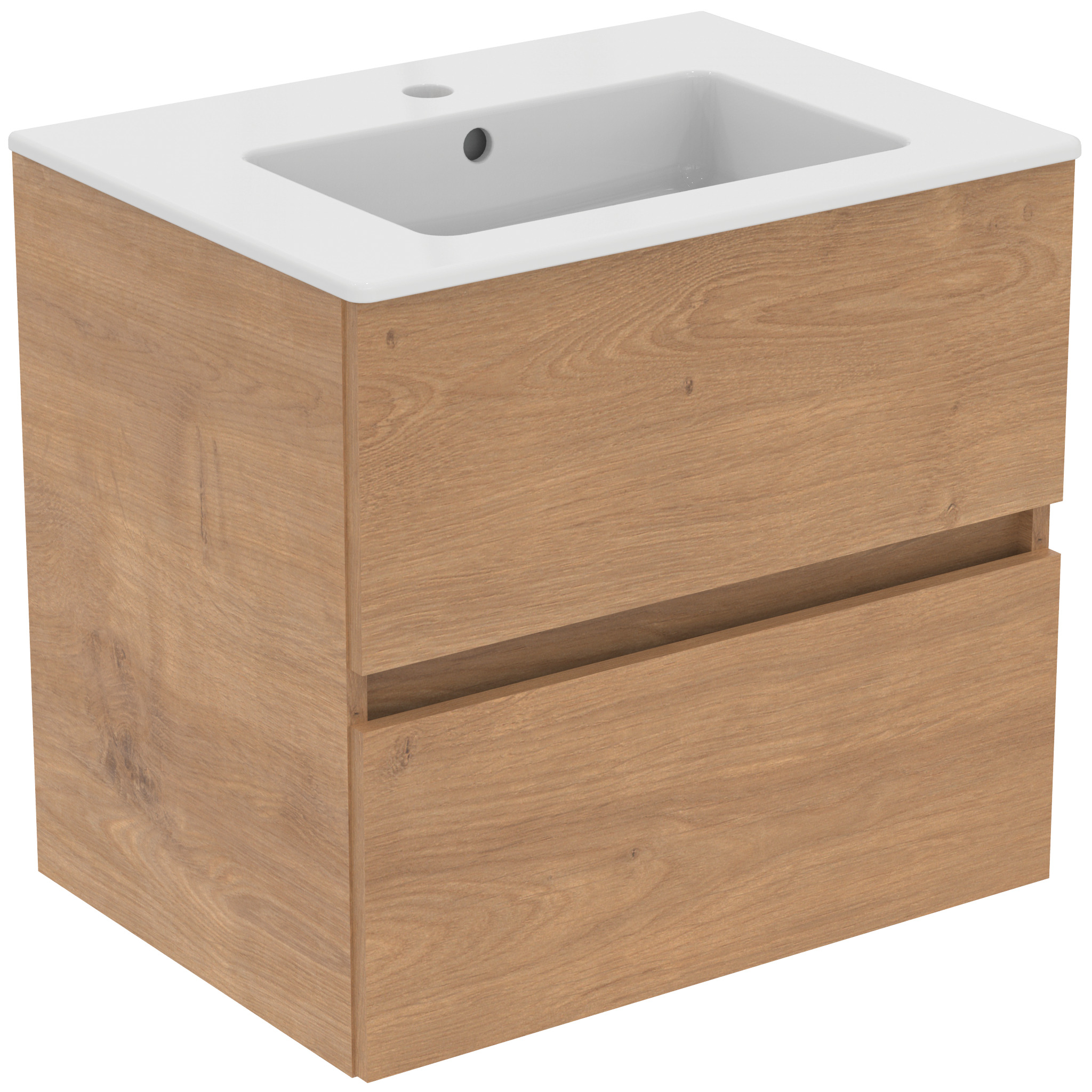 Ideal Standard Ide Meubelpack Wastafel + Onderkast 60 Cm 2 Laden Na Oak