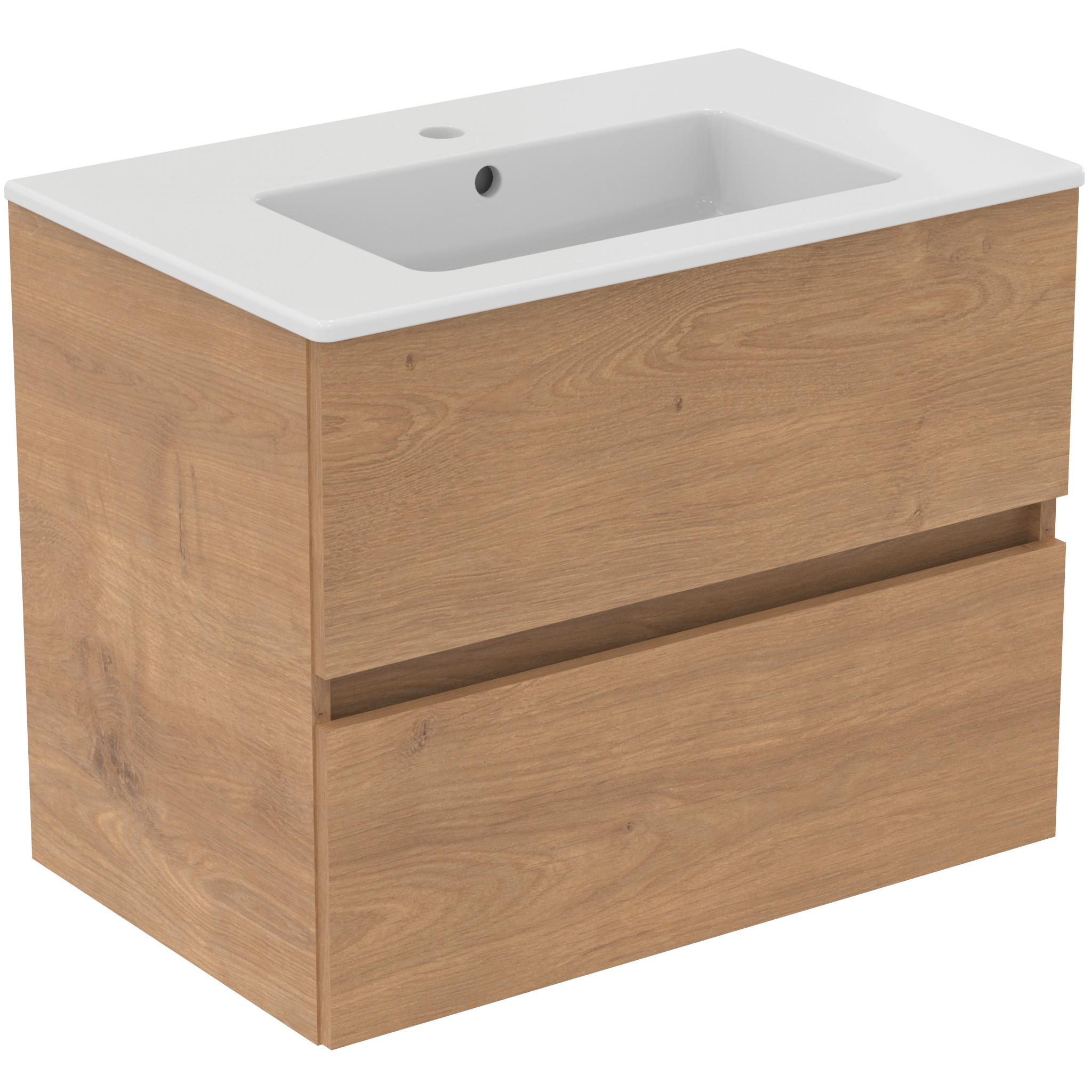 Ideal Standard Ide Meubelpack Wastafel + Onderkast 70 Cm 2 Laden Na Oak