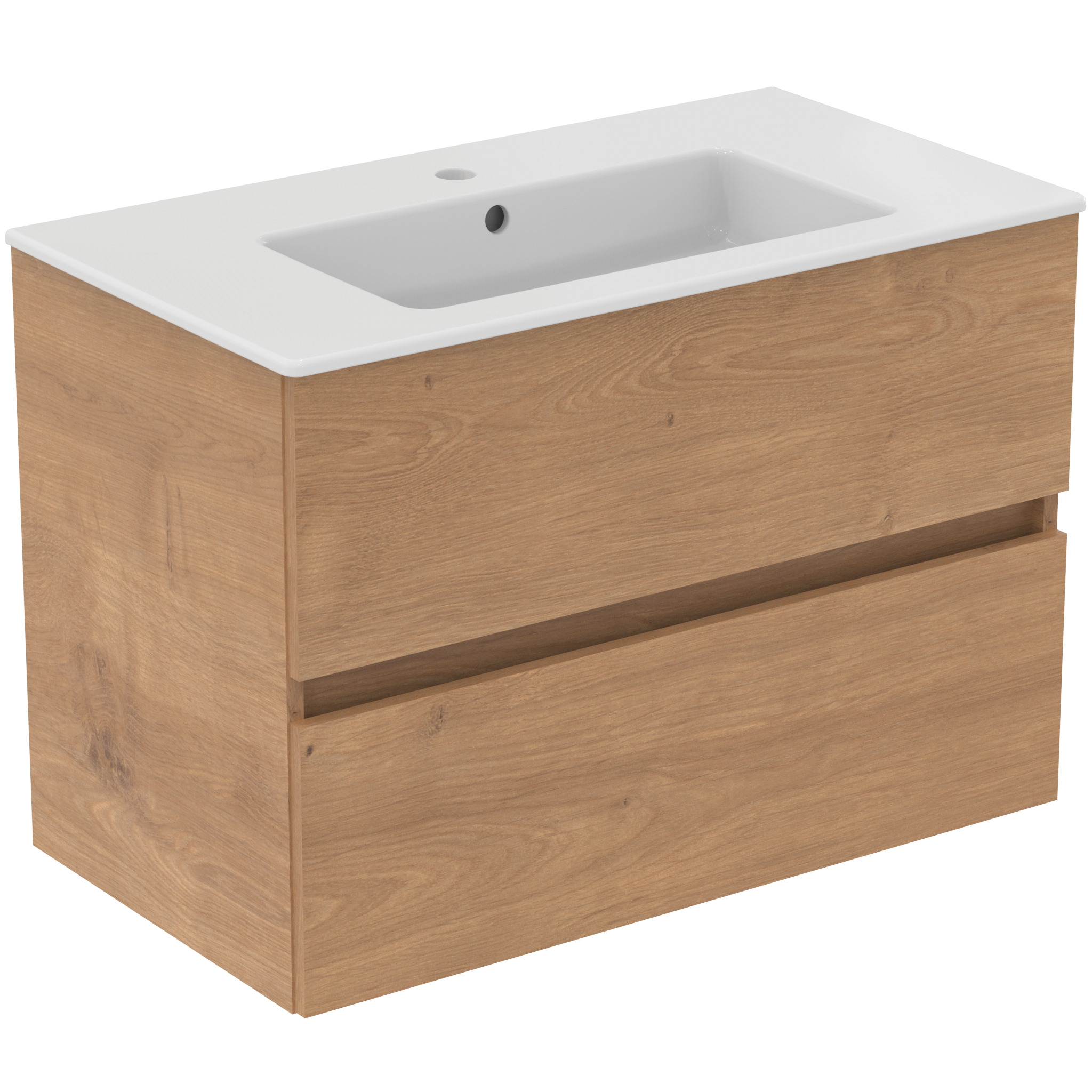 Ideal Standard Ide Meubelpack Wastafel + Onderkast 80 Cm 2 Laden Na Oak