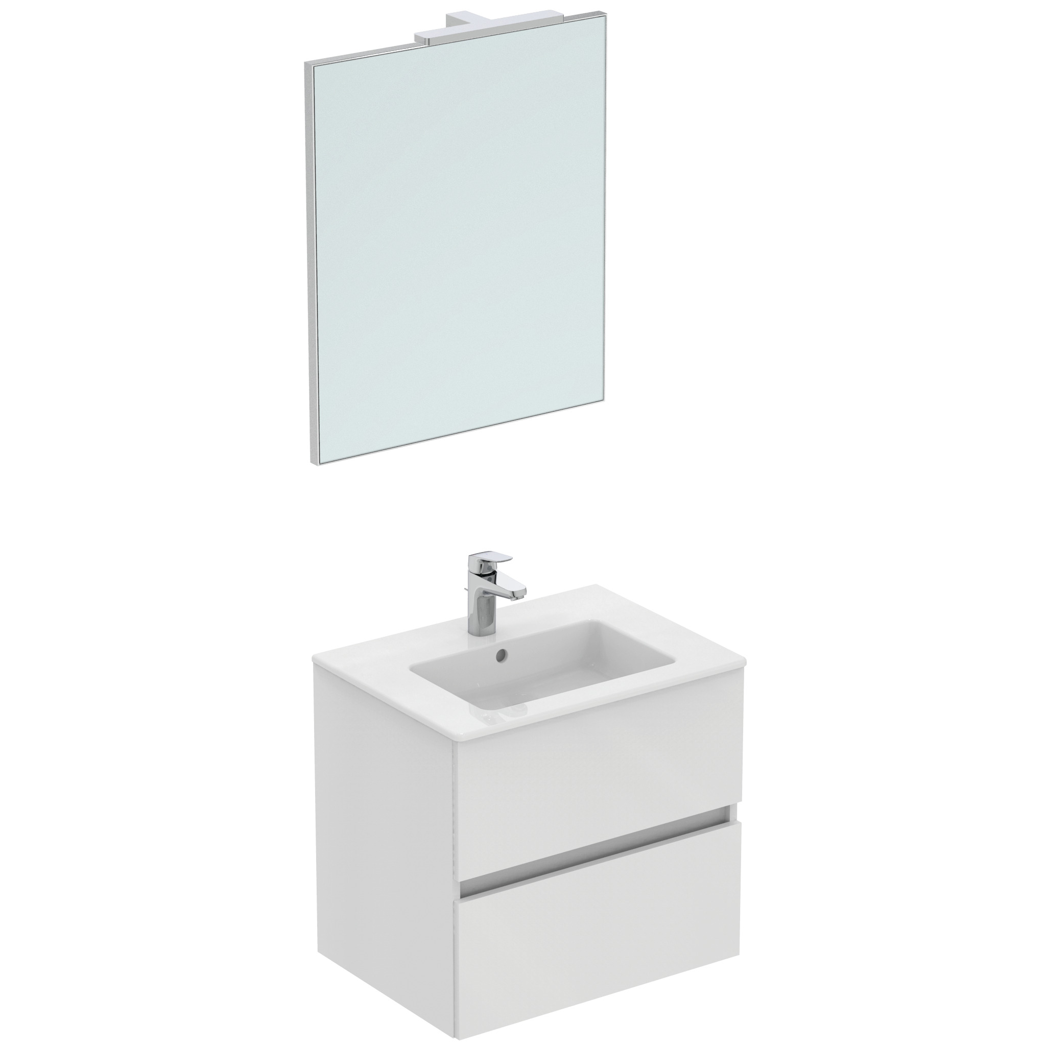 Ideal Standard Ide Meubelset 60 Spiegel+Lamp+Kraan Wit Hoogglans
