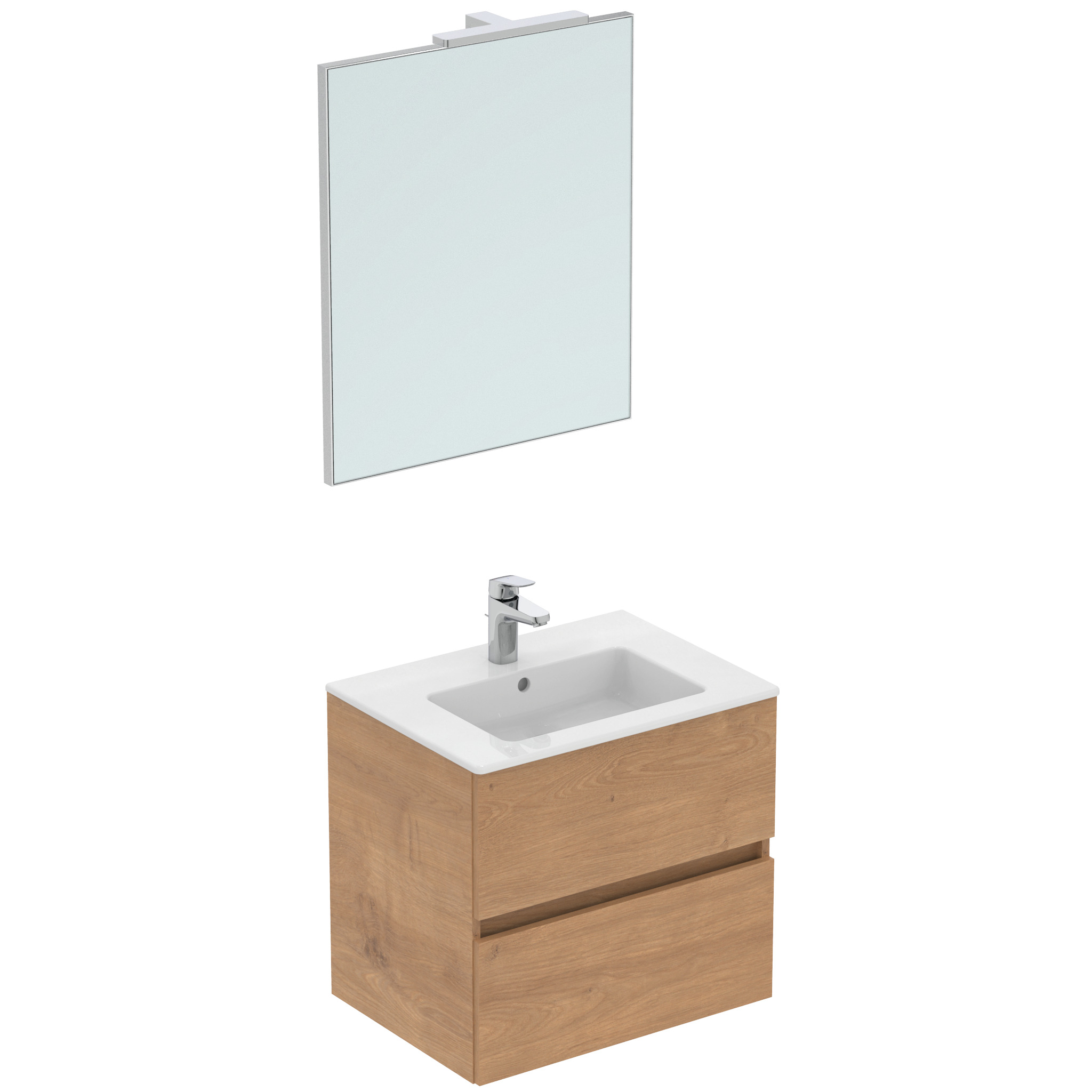 Ideal Standard Ide Meubelset 60 Spiegel+Lamp+Kraan Licht Eiken