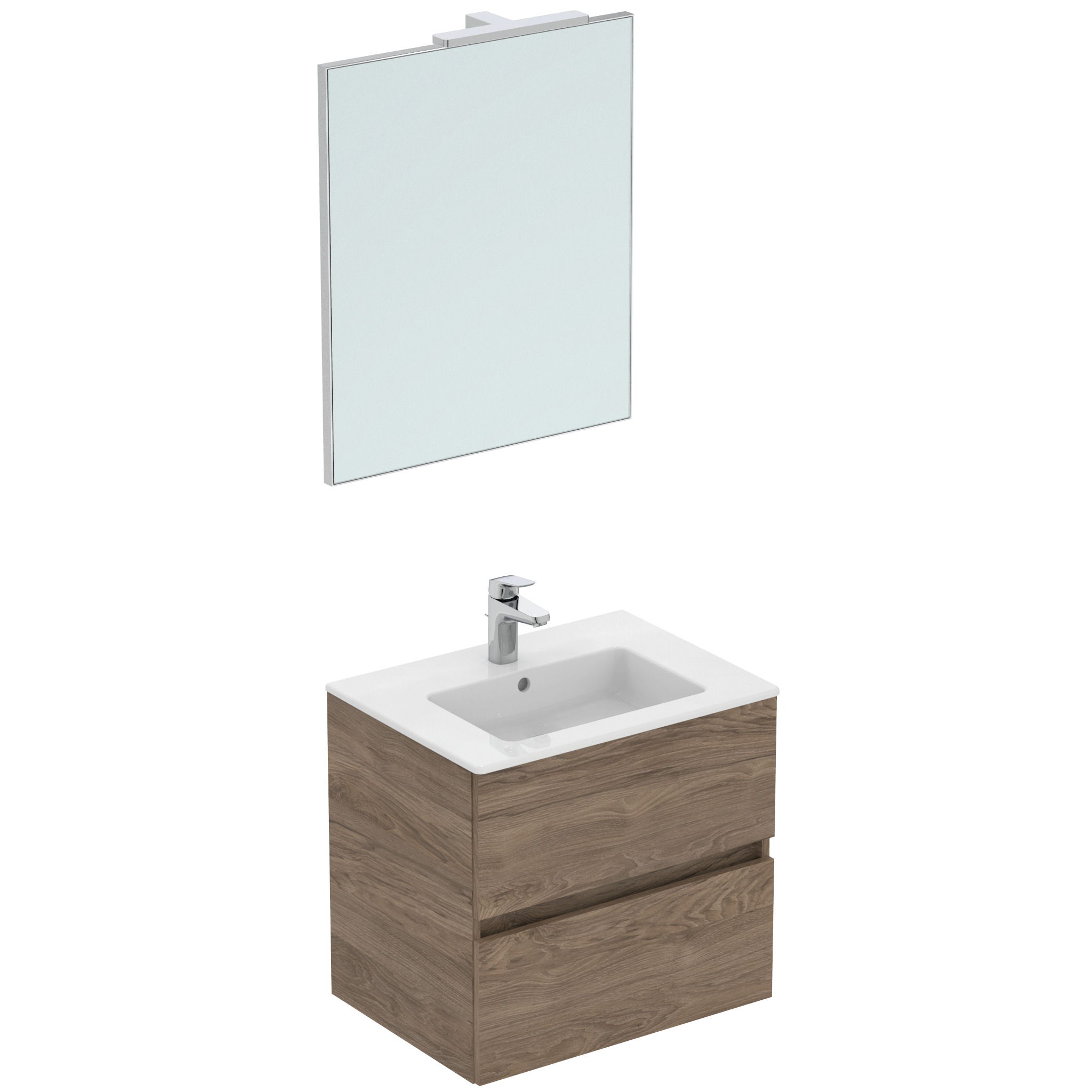 Ideal Standard Ide Meubelset 60 Spiegel+Lamp+Kraan Flint Hickory