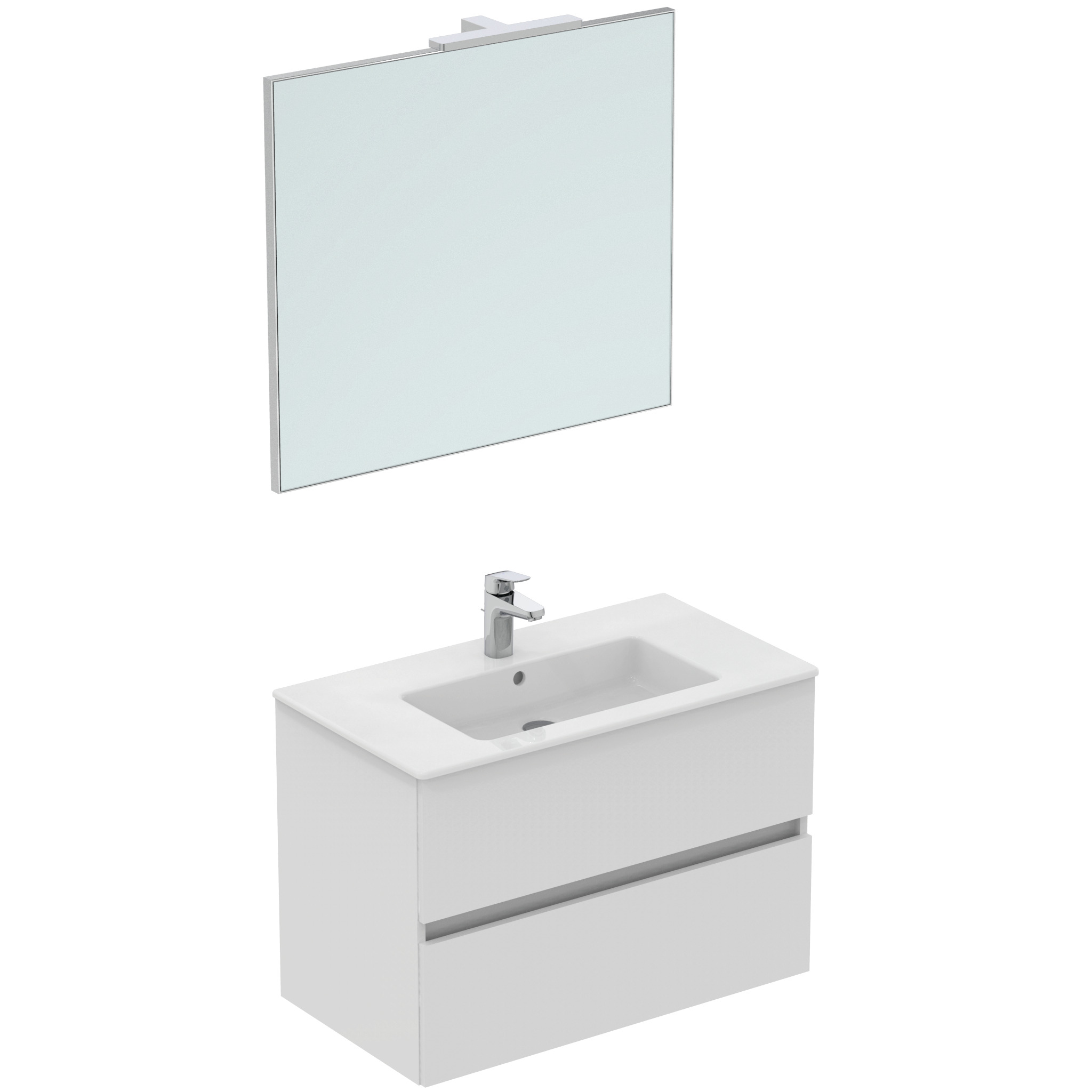 Ideal Standard Ide Meubelset 80 Spiegel+Lamp+Kraan Wit Hoogglans