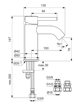 Ideal Standard Wastafelmengkraan Kolva Chroom - BD062AA - Afbeelding 2
