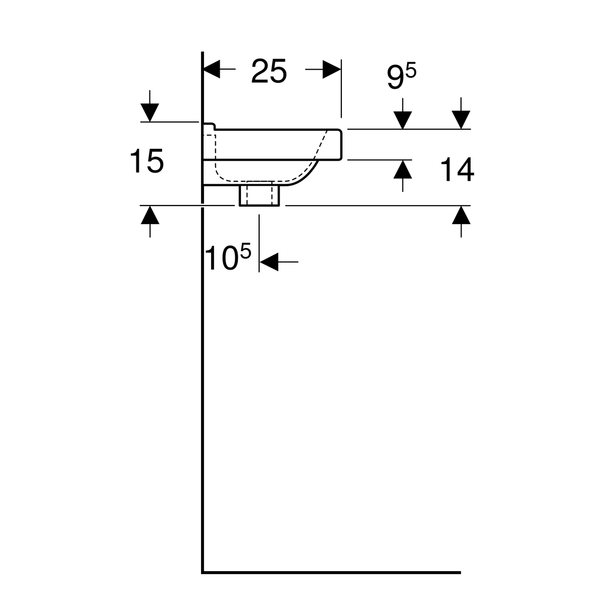 Geberit 300 Basic Fontein 36X25Cm Kr/R M/Ol Wit - Afbeelding 3