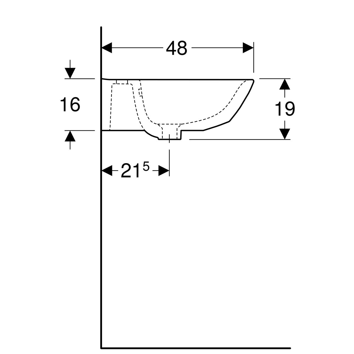Geberit Renova Wastafel 60X48Cm M/Kr M/Ol Wit - Afbeelding 3