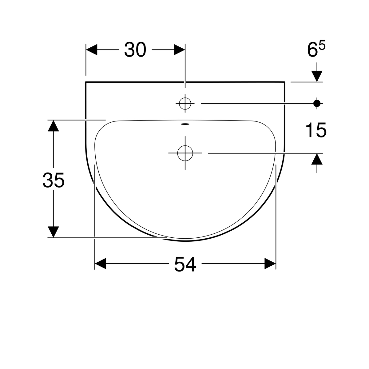 Geberit Renova Wastafel 60X48Cm M/Kr M/Ol Wit - Afbeelding 5