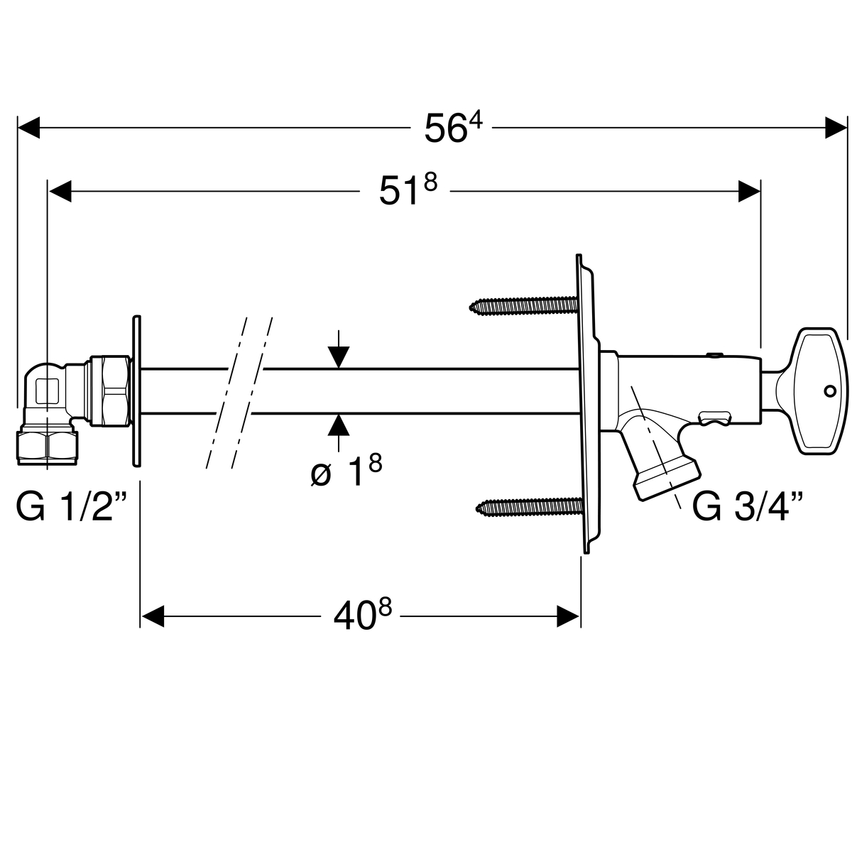 Geberit 300 Vorstvrije Buiten-Kraan 3/4 X 15Mm Chroom - Afbeelding 3