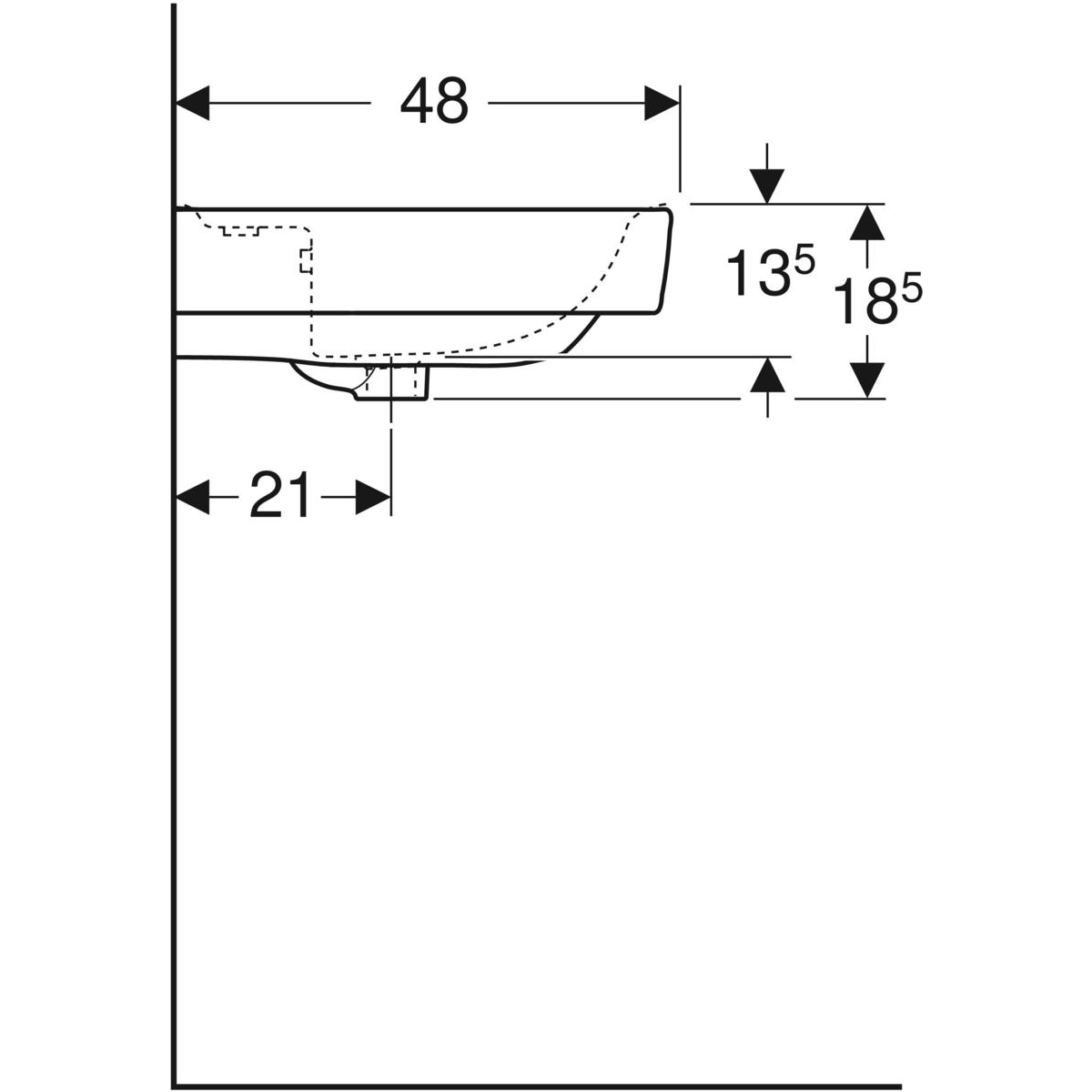 Geberit Renova Plan Wastafel 60X48Cm Met Kraangat Met - Afbeelding 3