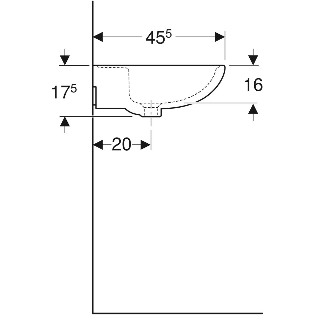 Geberit Bastia Wastafel Rond 60X45.5Cm Met Kraangat Met - Afbeelding 3