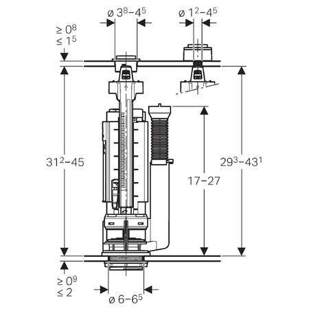 Geberit Bodemventiel Univers. Type 290 Duoblok Gr. Spoeling - Afbeelding 3