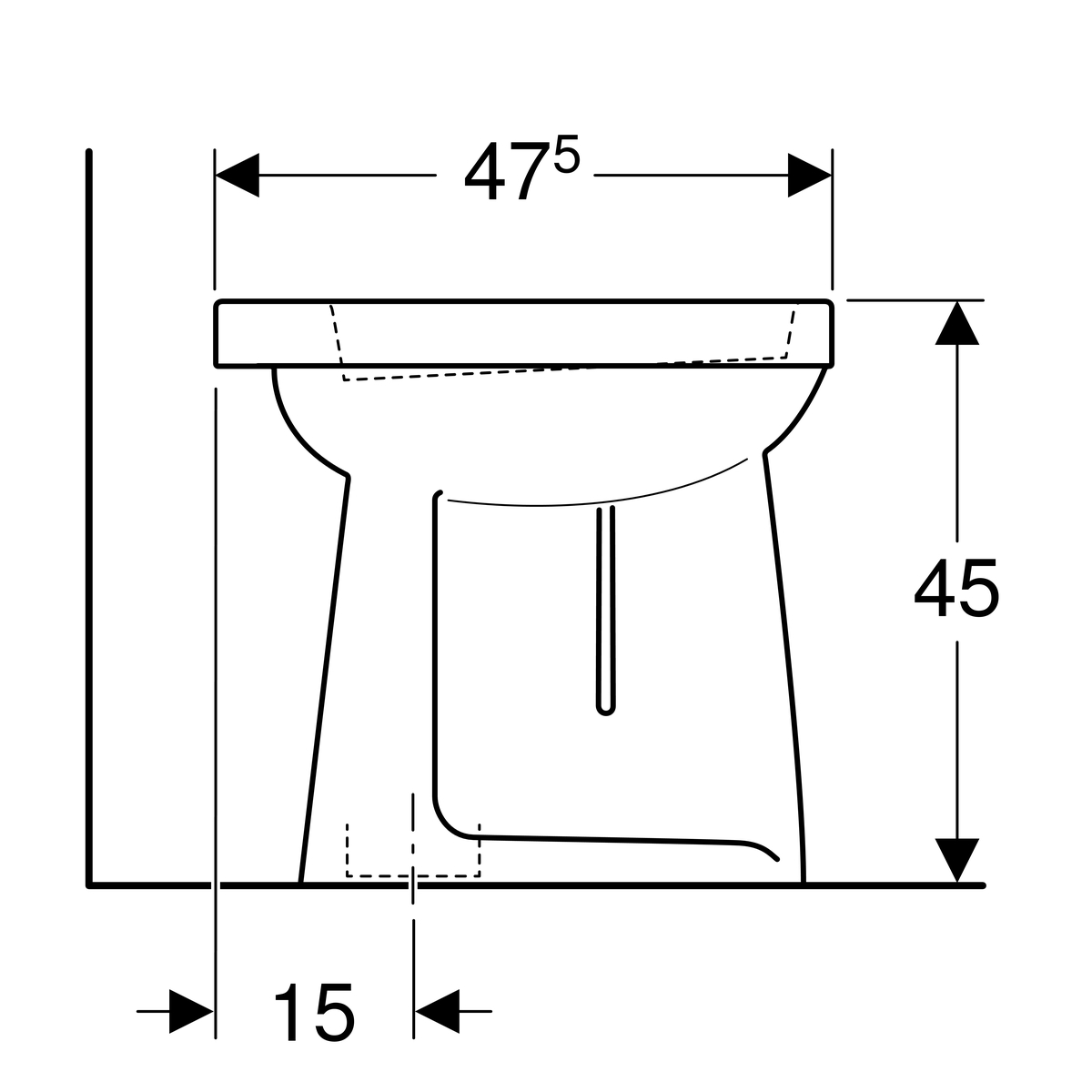 Geberit 300 Comfort 73 Staand Closet Vlakspoel +6Cm Ao - Afbeelding 3