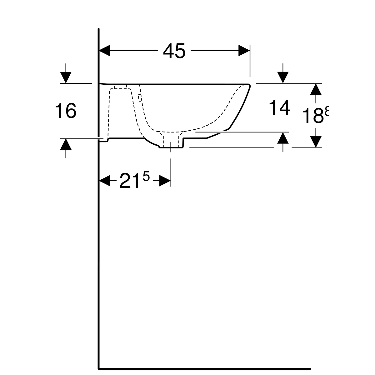 Geberit Renova Wastafel 55X45Cm M/Kr M/Ol Wit - Afbeelding 3