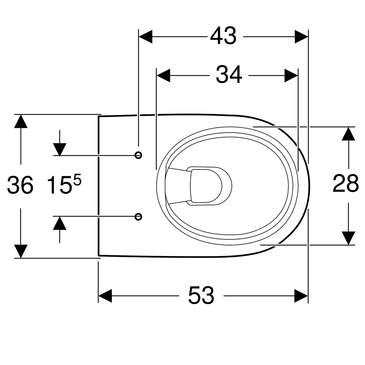 Geberit 300 Basic 28 Wand- Closet Diepspoel Rimfree - Afbeelding 5