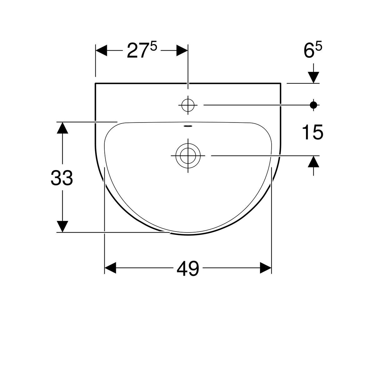 Geberit Renova Wastafel 55X45Cm M/Kr M/Ol Wit - Afbeelding 5