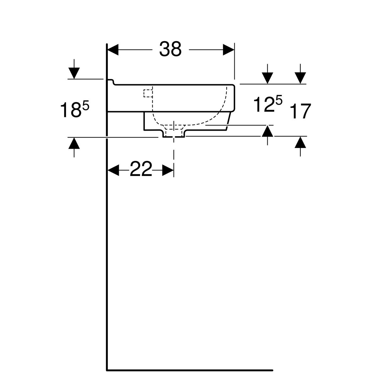 Geberit 300 Basic Wastafel 50X38Cm M/Kr M/Ol Wit - Afbeelding 3