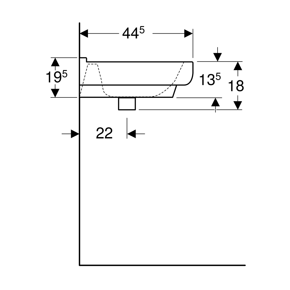 Geberit 300 Basic Wastafel 55X44,5Cm M/Kr M/Ol - Afbeelding 3