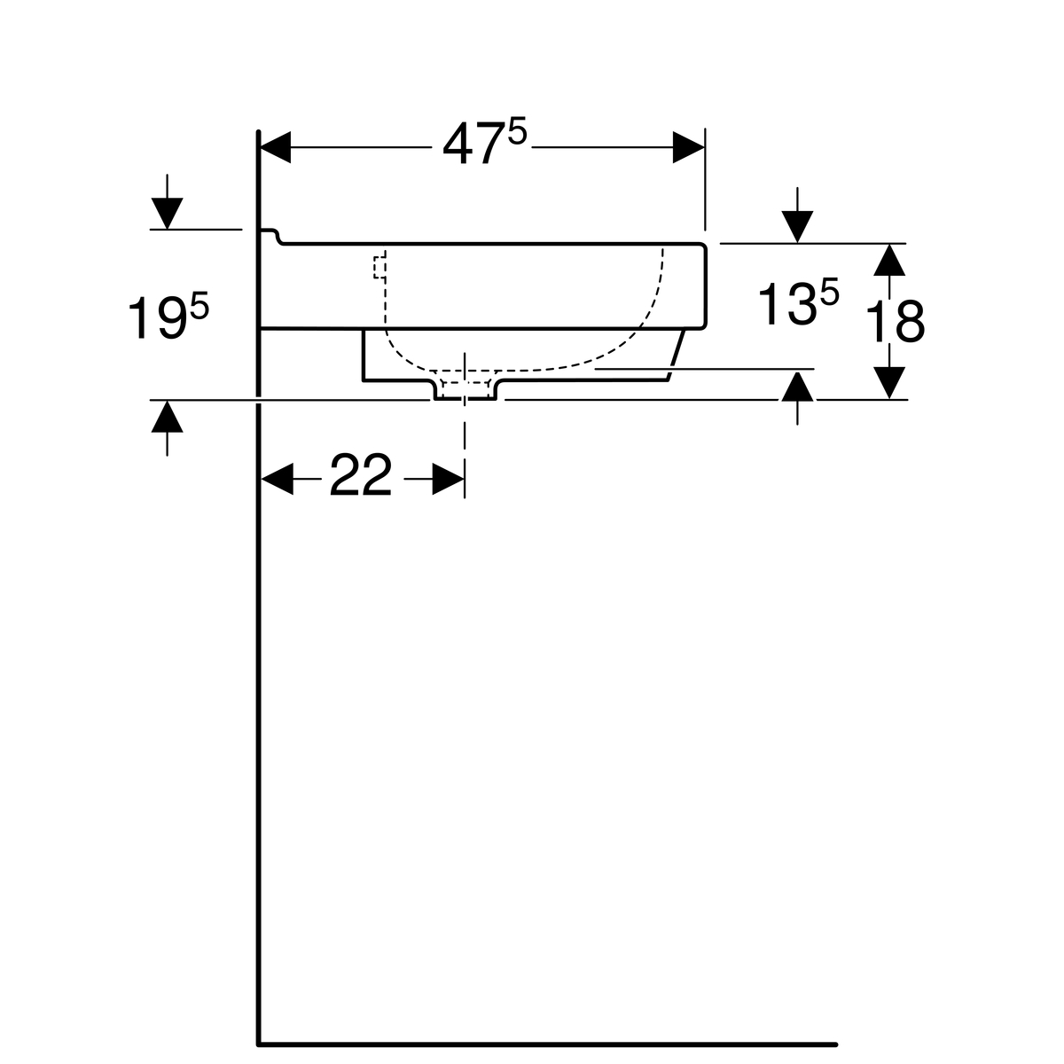 Geberit 300 Basic Wastafel 60X47,5Cm M/Kr M/Ol - Afbeelding 3