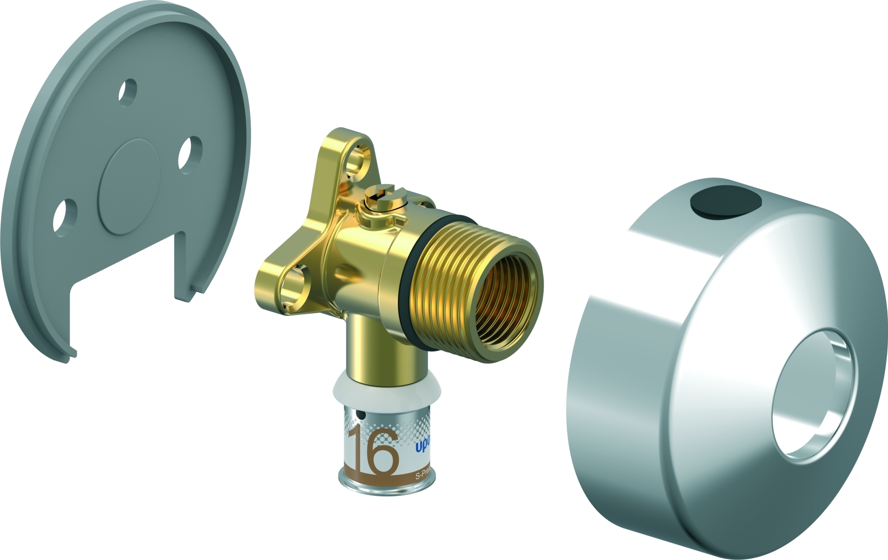 Uponor S-Press Plus Wandrozet Muurplaat 16Xrp3/4 Bi