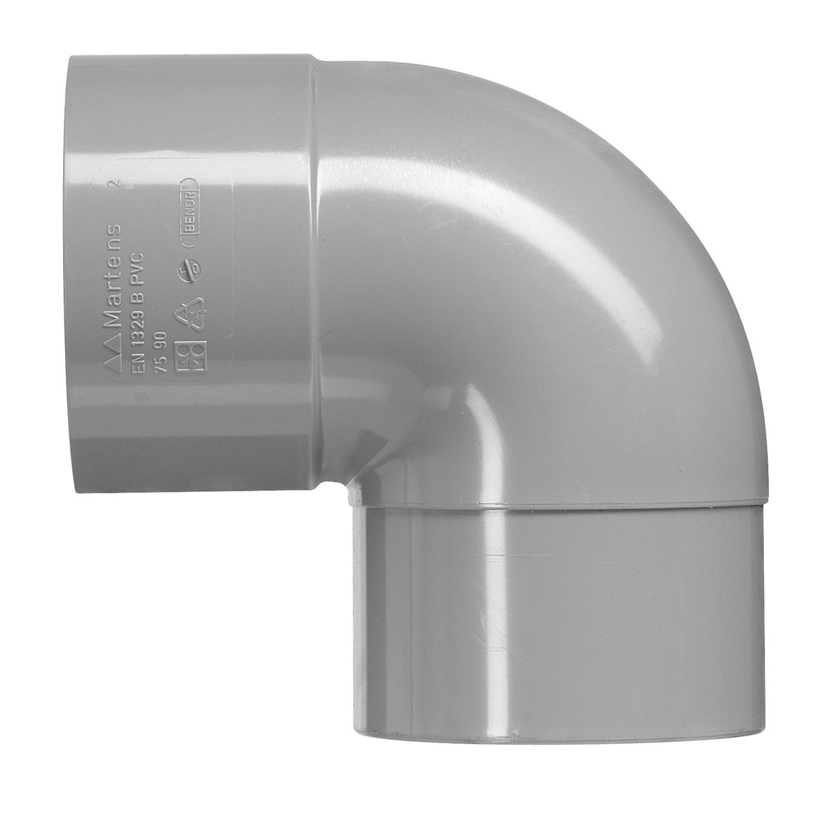 Pvc bocht 75mm mof/spie 90 graden