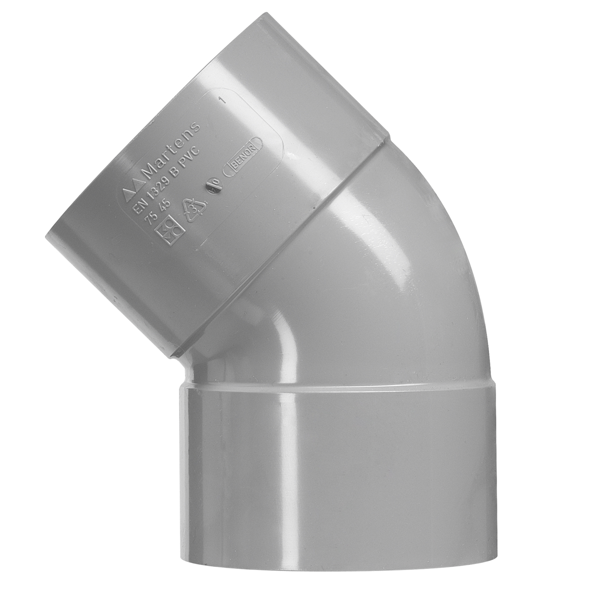 Pvc bocht 40mm, mof/mof 45 graden