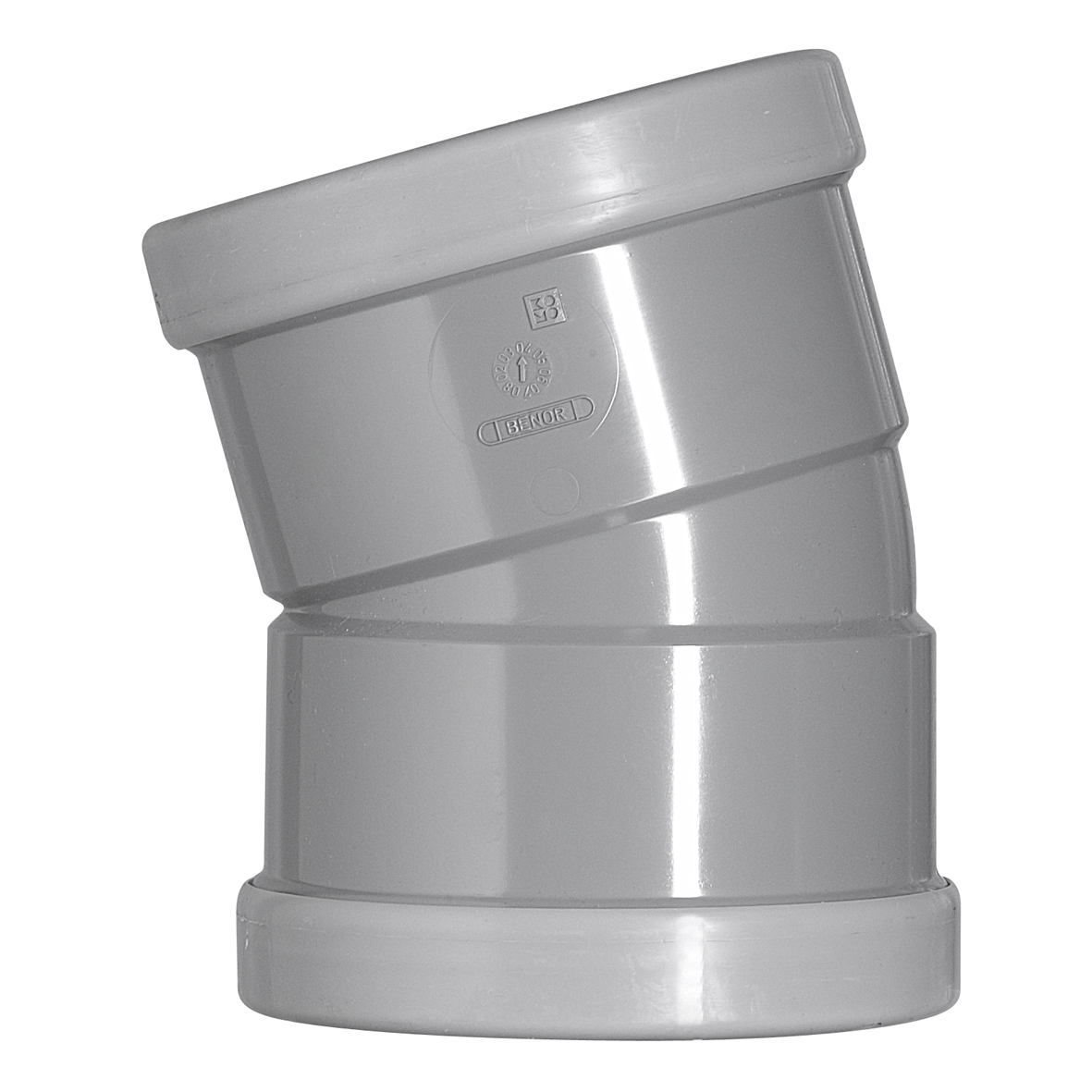 PVC Bocht 110MM Mof/Mof 15 Graden Rubber
