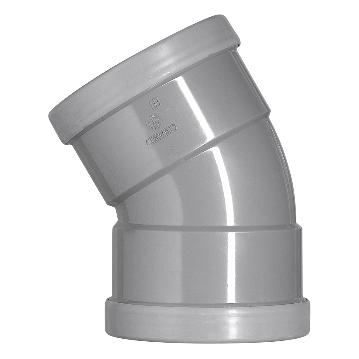 PVC Bocht 125MM Mof/Mof 30 Graden Rubber