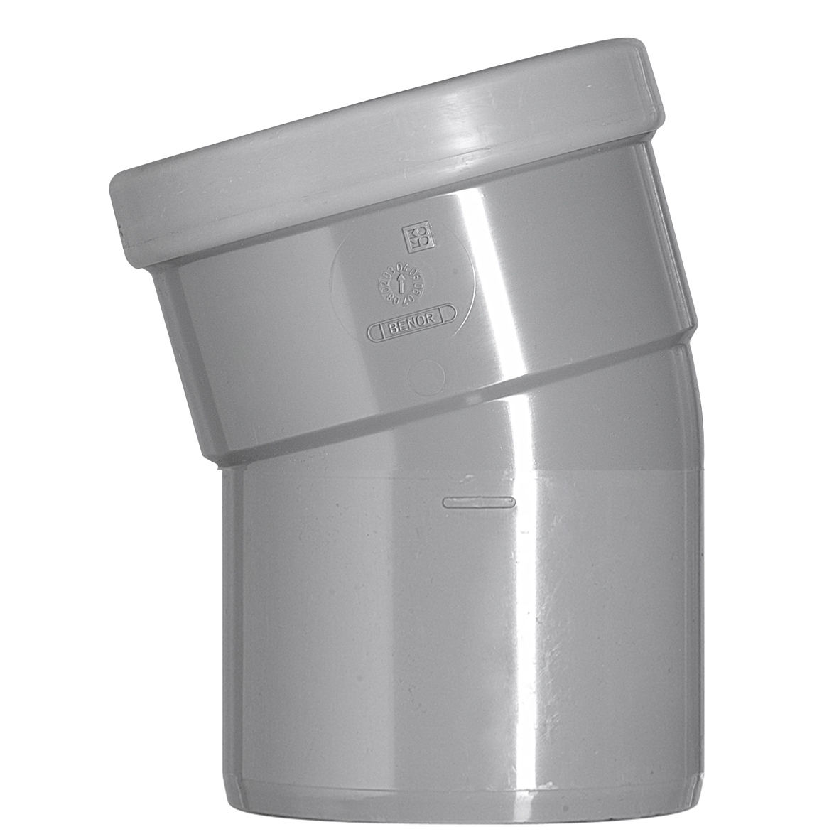PVC Bocht 125MM Mof/Spie 15 Graden Rubber