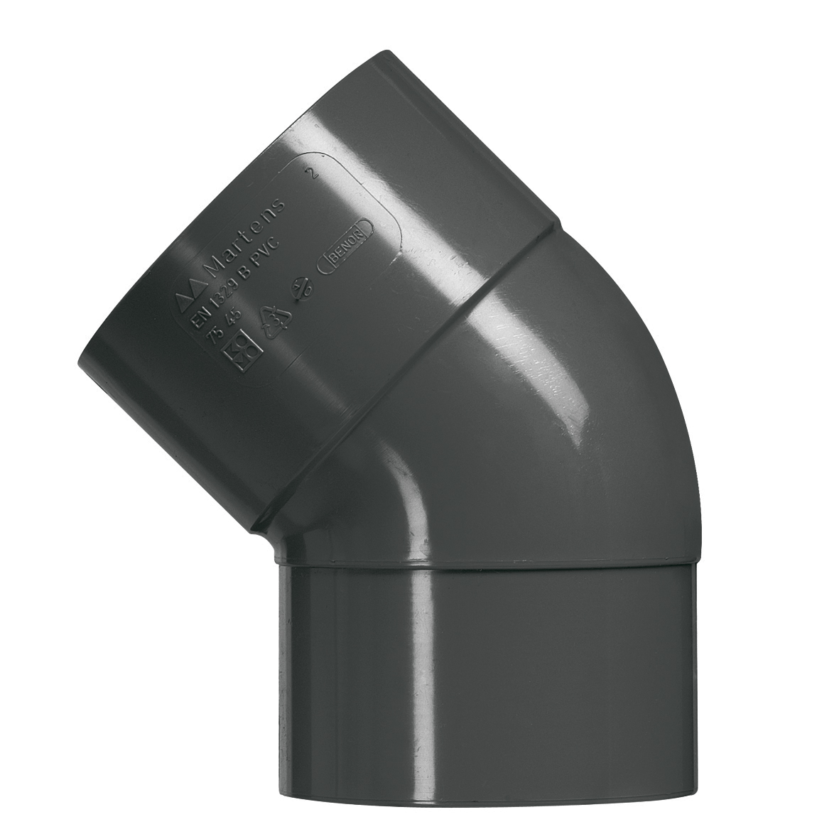 PVC HWA Bocht 80MM Mof/Spie 45 Graden Antraciet