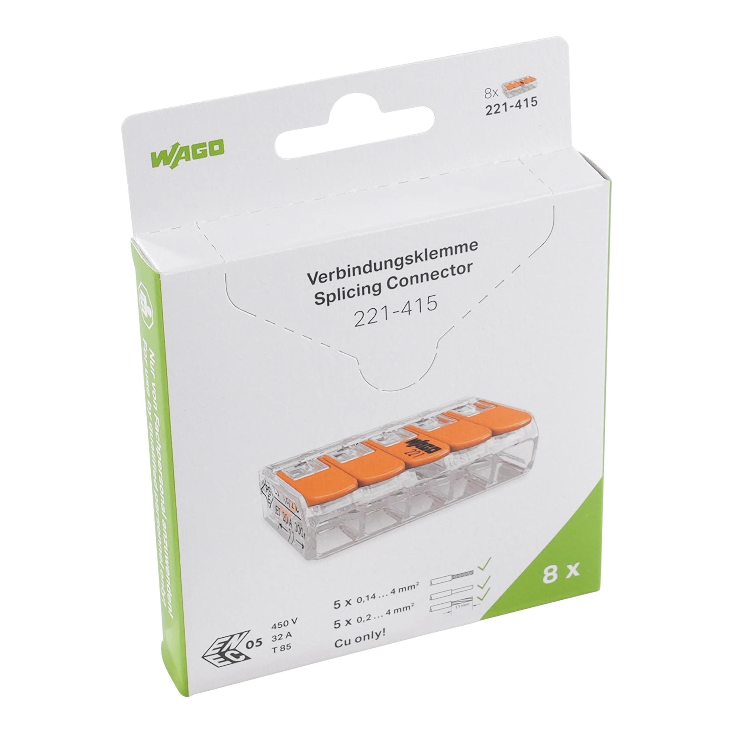 Wago 5V Verbindingsklem T/M 4Mm² 8 Stuks In Blister