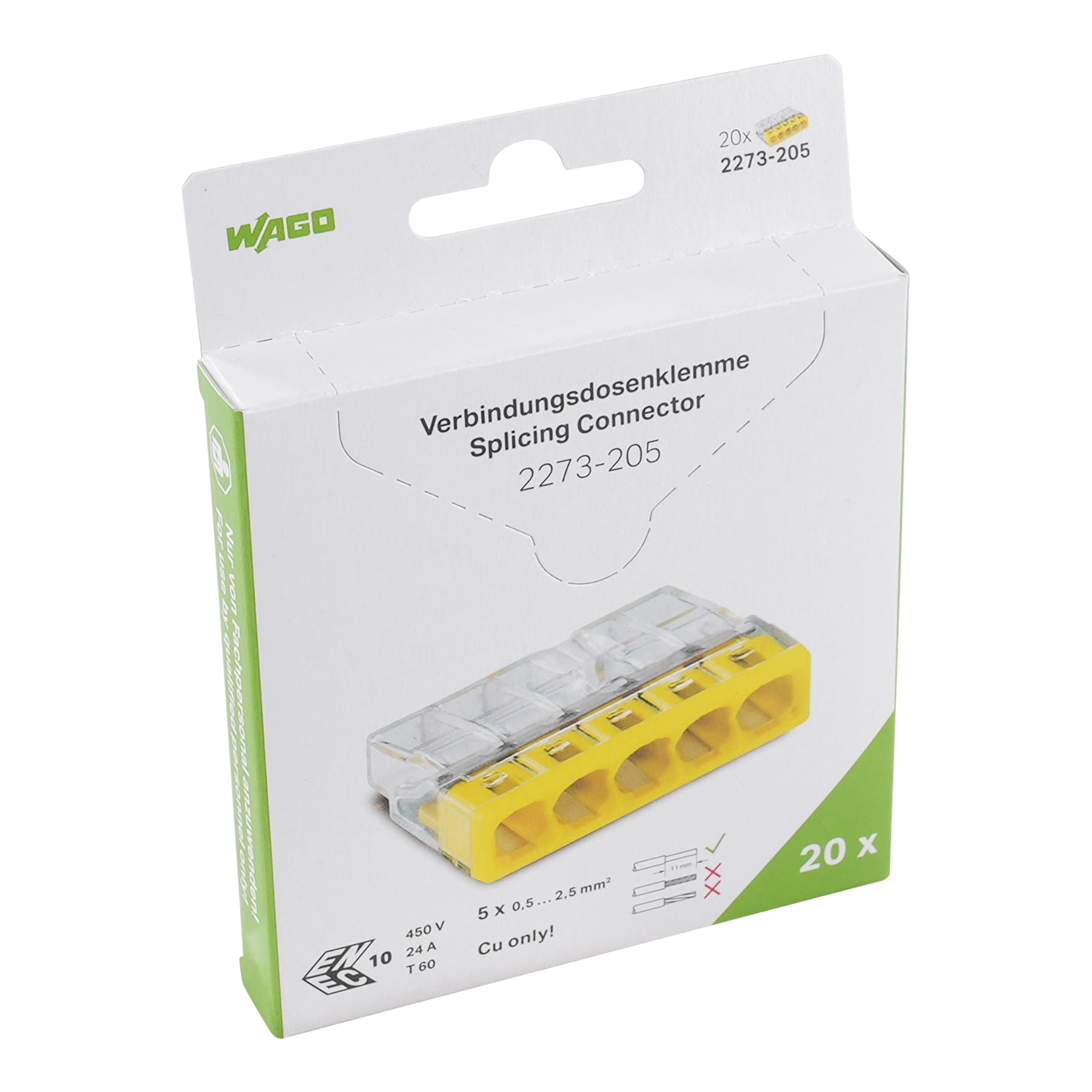 Wago 5V Lasklem Mini 5X0.5-2.5 - 20 Stuks Op Blister