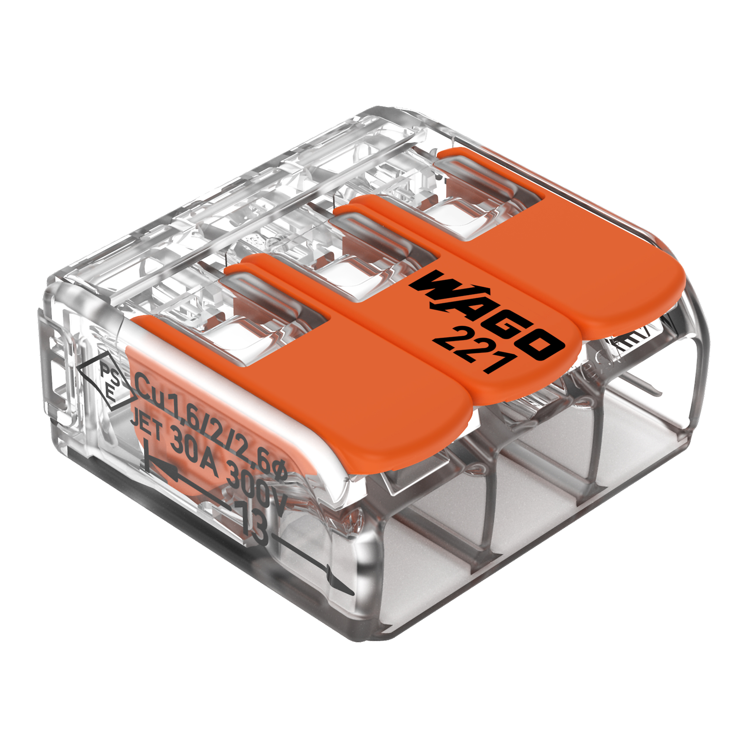 Wago Lasklem Soepel en Massief 221-613 3-voudig 0.5-6mm2 (per stuk!)