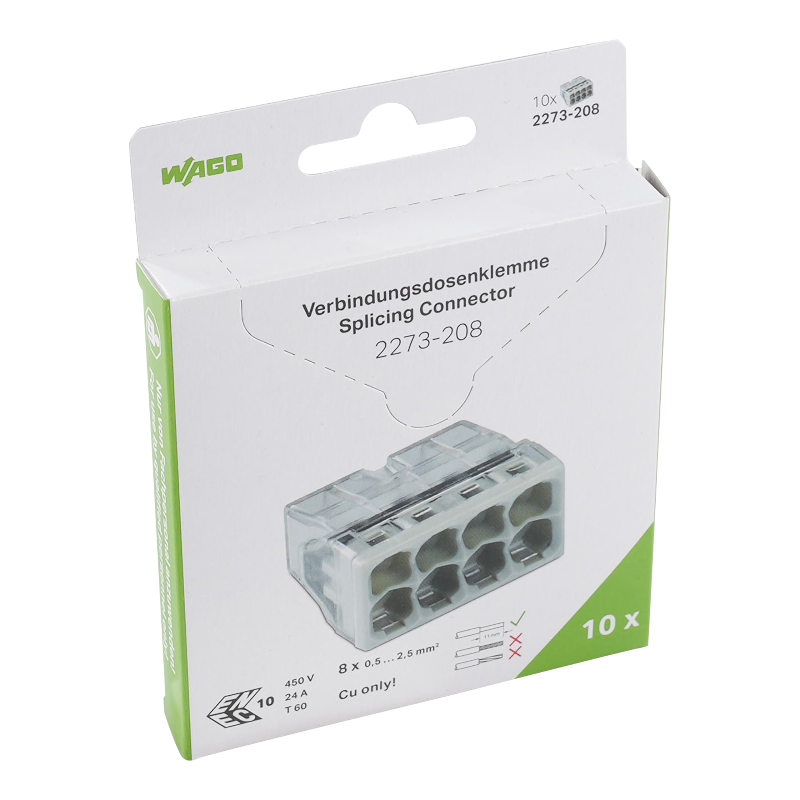 Wago 8V Lasklem Mini 8X0.5-2.5 - 10 Stuks Op Blister